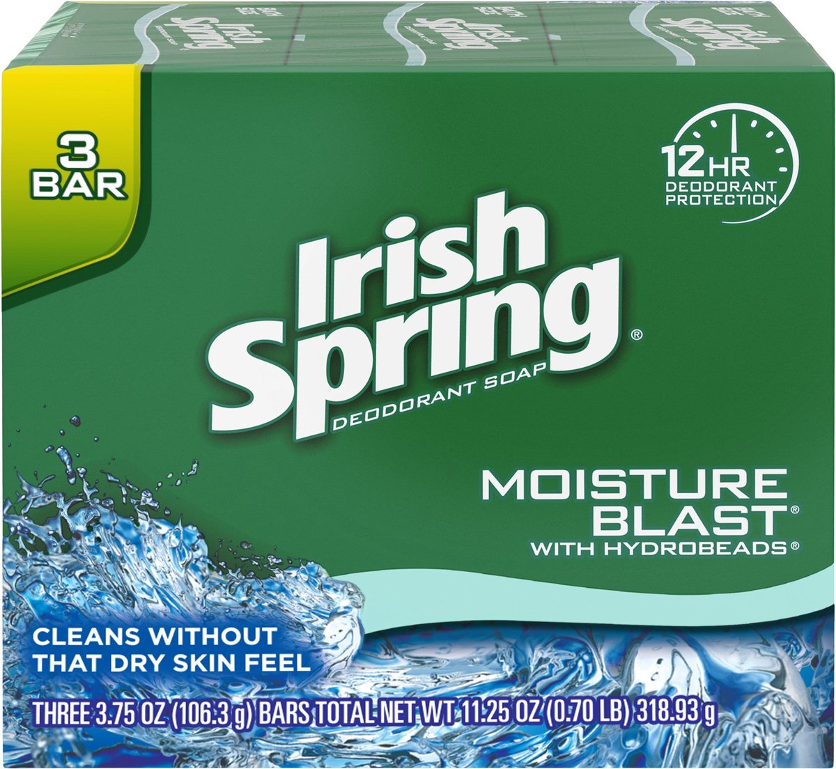 Irish Spring - Deodorant Soap - Moisture Blast - 3 Bars - 3 stuks