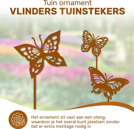 Foto: Tuindecoratie cortenstaal tuinsteker tuinbeeld tuindecoratie voor buiten vlinders vlinder decoratie 1 5 mm dik metalen tuindecoratie vlinder