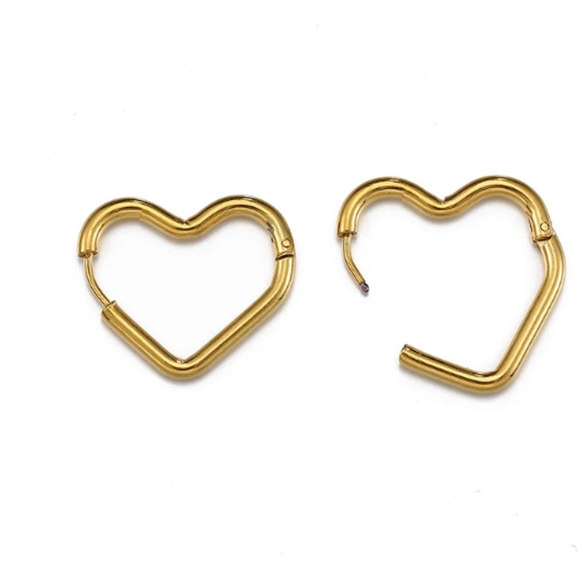 Oorbellen- oorringen - hart - stainless steel - goud kleur - verkleuren niet - makkelijk in en uit doen - perfecte basic