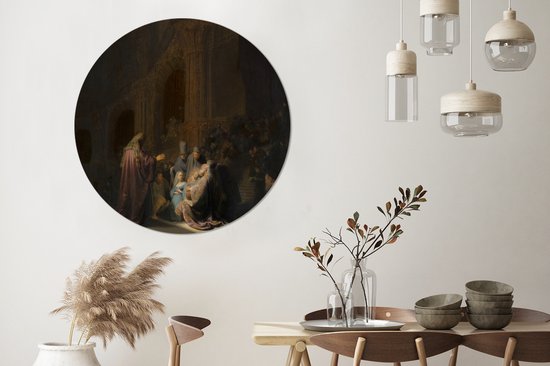 Chant de louange de Siméon - Peinture de Rembrandt van Rijn assiette en plastique cercle mural ⌀ 120 cm