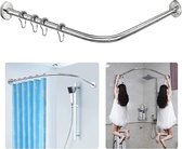 Barre De Douche Extensible Angle,Tringle à Rideau De Douche & Baignoire en  Forme De L sans Percer TéLescopique RéGlable 304 Acier Inoxydable 100%