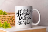 Mok With Brave Wings She Flies - Butterflies - ButterflyBeauty - GardenVisitors - Gift - Cadeau - NatureWings - Vlinders - Vlinderpracht - NatuurVleugels - FladderBy