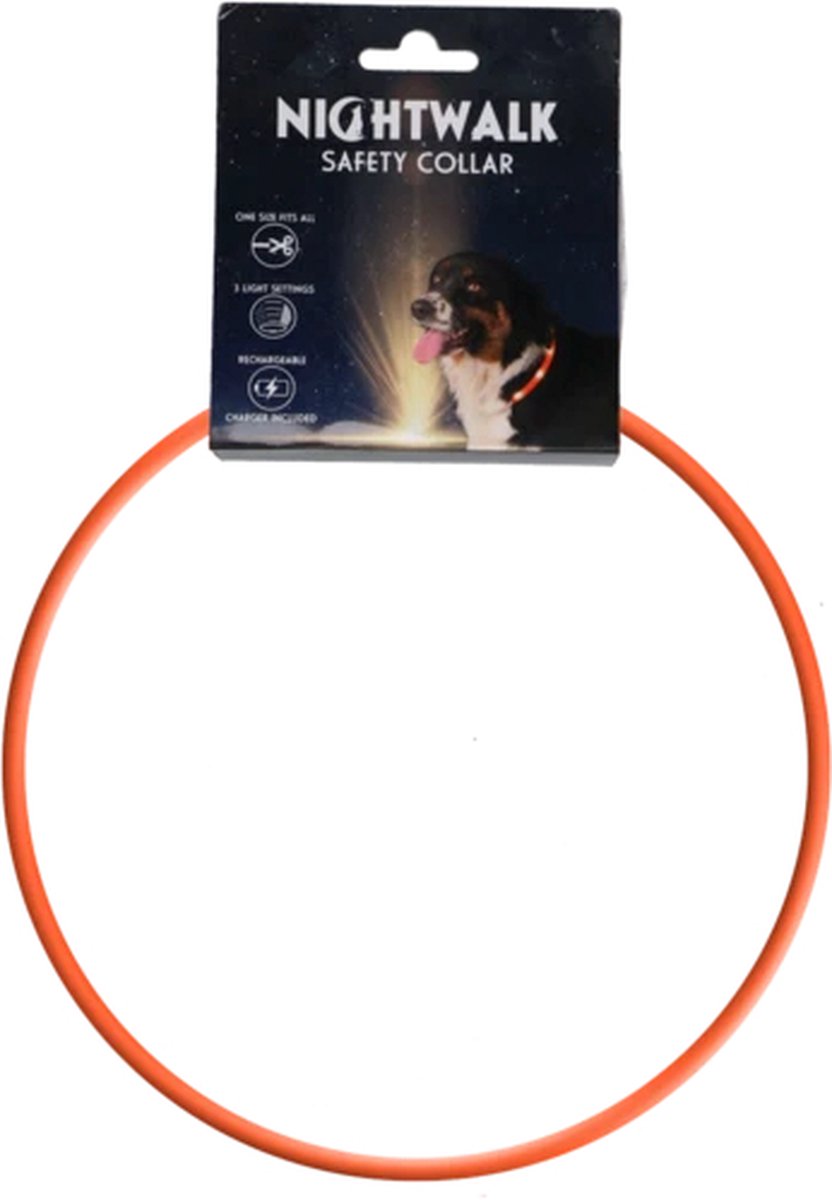 Nightwalk Safety Collar - Lichtgevende halsband - LED - Oplaadbaar - Waterdicht - One size - Oranje