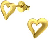 Joy|S - Zilveren hartje oorbellen - 9 mm - 14k goudplating