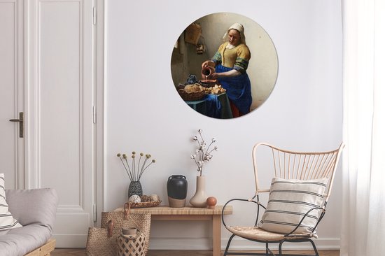 The Milkmaid - Peinture de Johannes Vermeer Wall cercle aluminium