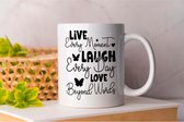 Mok Live Every Moment Laugh Every Day Love Beyond Words - Butterflies - ButterflyBeauty - GardenVisitors - Gift - Cadeau - NatureWings - Vlinders - Vlinderpracht - NatuurVleugels - FladderBy