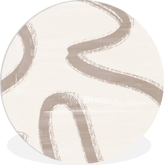 WallCircle® Wandcirkel 60x60 cm - Muurcirkel Moderne kunst - Beige - Abstract - Muurdecoratie woonkamer - Wanddecoratie slaapkamer - Kamer decoratie accessoires - Ronde schilderijen