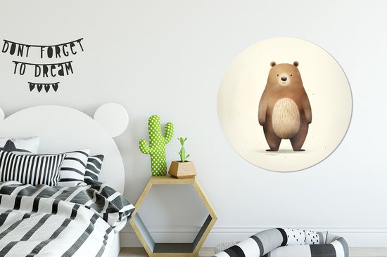 WallCircle - Cercle mural ⌀ 90 - Aquarelle - Ours - Marron - Animaux - Tableaux ronds salon - Plaque murale ronde - Cercle de Décoration murale - Décoration de chambre à l'intérieur - Cercle mural de Décoration murale - Accessoires de maison