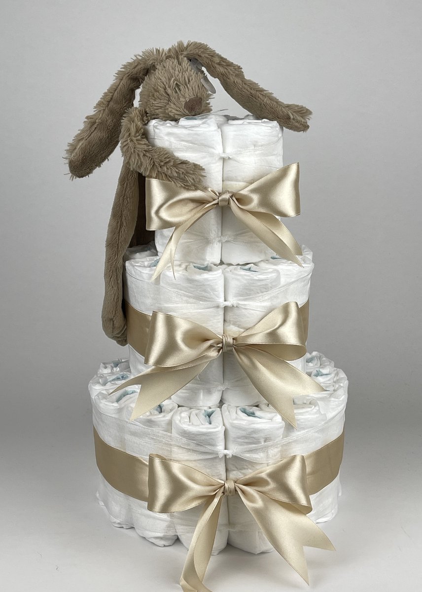 Goedkoopste Chouette-Chouette | Luiertaart Neutraal | Kraamcadeau | Geboorte Jongen Meisje | Babyshower | Tuttle Konijn Richie Clay bruin - Beige
