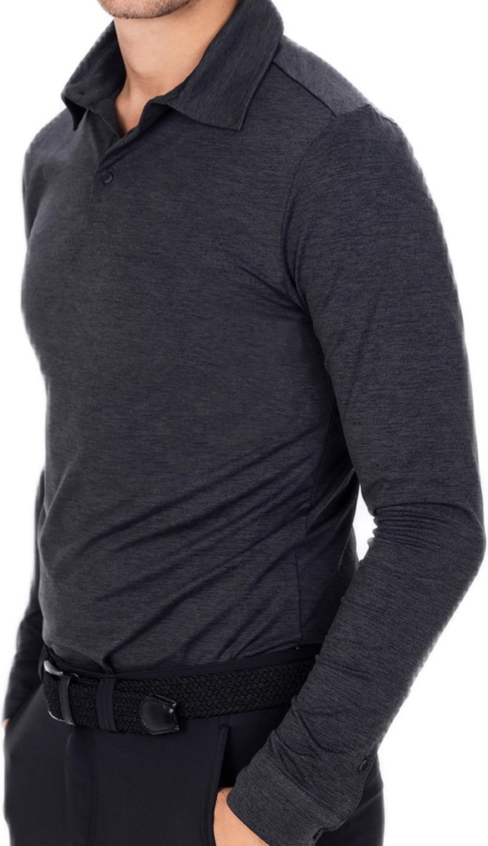 Func Factory heren Longsleeve Polo James zwart melange maat S