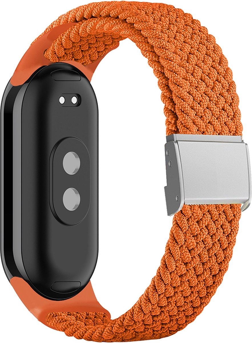 By Qubix - Braided nylon bandje - Oranje - Geschikt voor Xiaomi Smart Band 8 / 9 / 10
