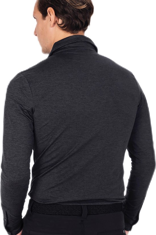Func Factory mannen Longsleeve Polo James zwart gemeleerd maat L van Func Factory — afbeelding 2