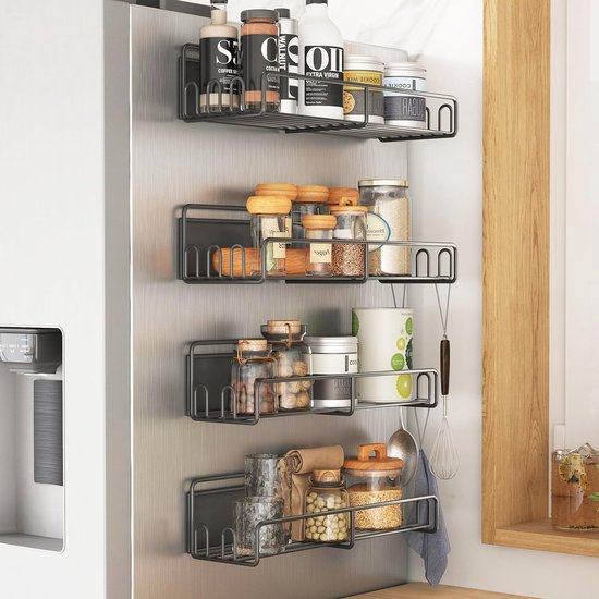 Feokely 2 Pack Sterke Magnetische Kruidenrek Premium Kwaliteit voor Koelkast, Houdpotten, Perfecte Ruimtebesparende Plank