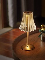 Luxe Tafellamp Oplaadbaar - Draadloze Dimbare LED-Tafellamp | 3 Lichtkleuren | Oplaadbaar & Draagbaar | Dimbaar | Voor Woonkamer & Slaapkamer | Goud