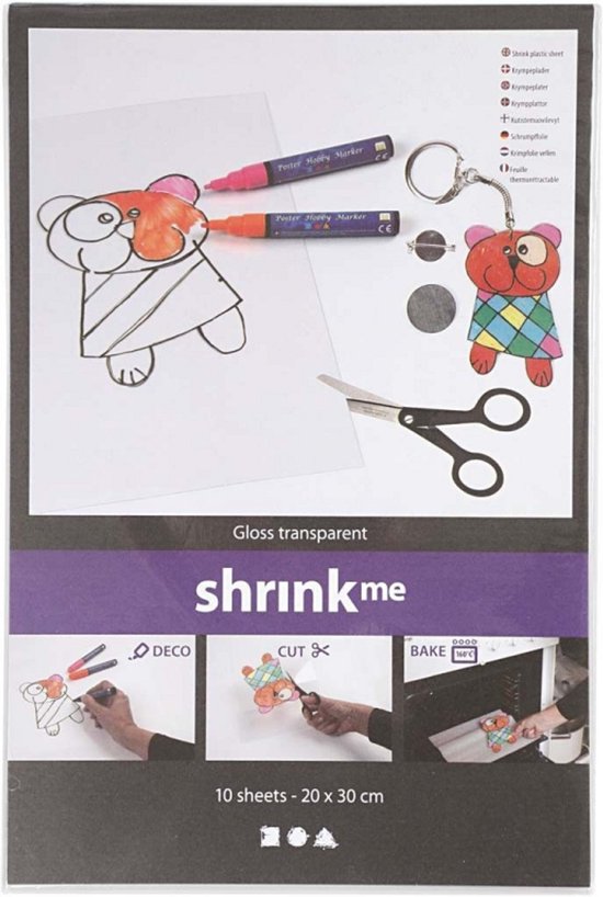 Film rétractable, feuille 20 x 30 cm, brillant transparent, 10 feuilles