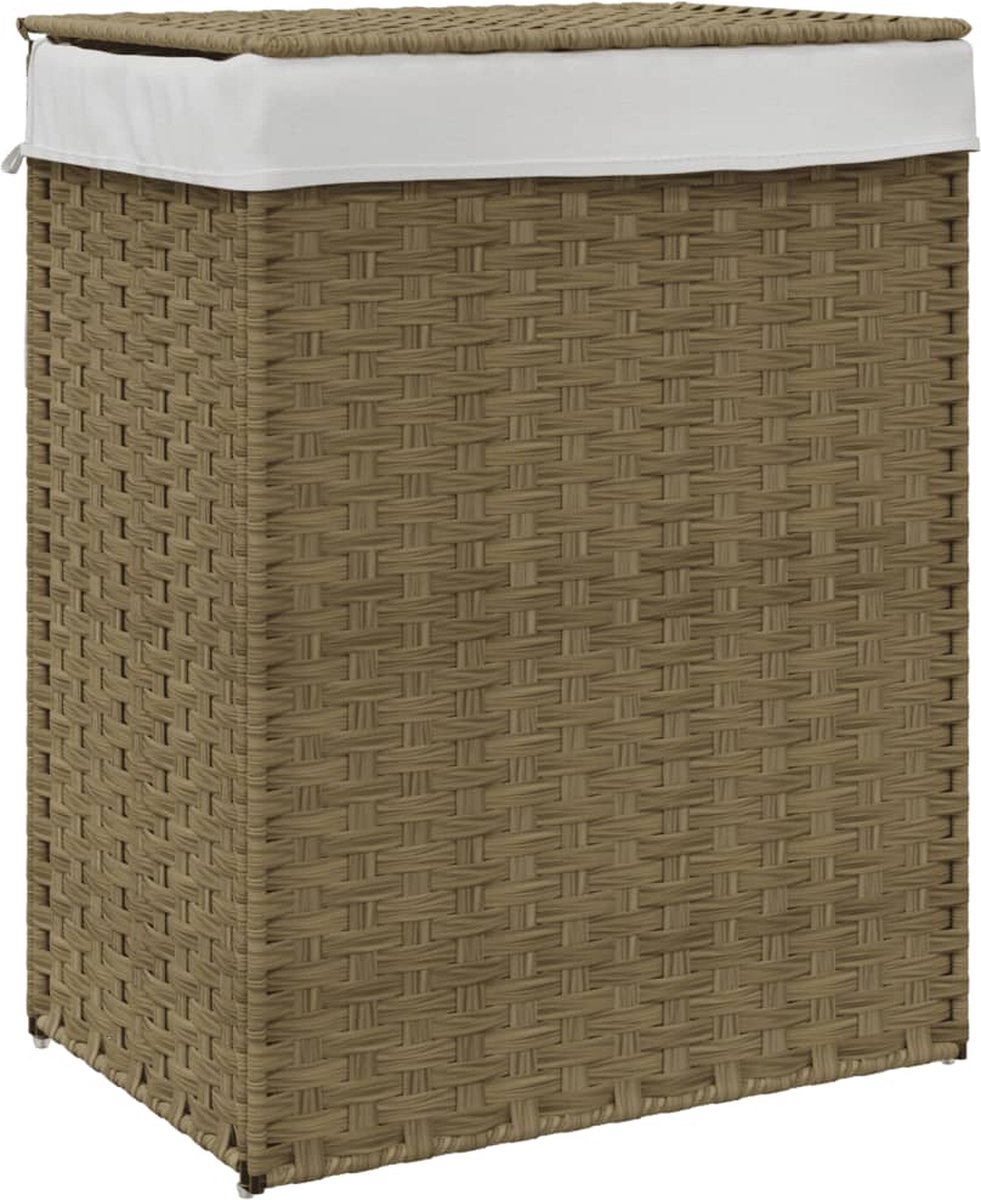vidaXL - Wasmand - met - deksel - 46x33x60 - cm - poly - rattan