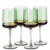 Navaris set van vier wijnglazen - Wijnglazen met hoge voet - Voor wijn, cocktails, of desserts - Groen