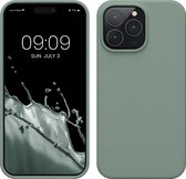 kwmobile telefoonhoesje geschikt voor Apple iPhone 14 Pro Max - Hoesje met siliconen coating - Smartphone case in Regenwashed groen