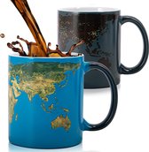 Mug avec changement de couleur Magic Cup carte du monde sous la devise 300 ml tasse géographie personnalisée, céramique, changement de couleur, tasse à café