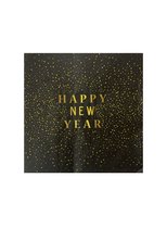 Servetten Oud en Nieuw Zwart/Goud met tekst Happy New year | Happy New Year servetten | 20 stuks | Oud en Nieuw decoratie.