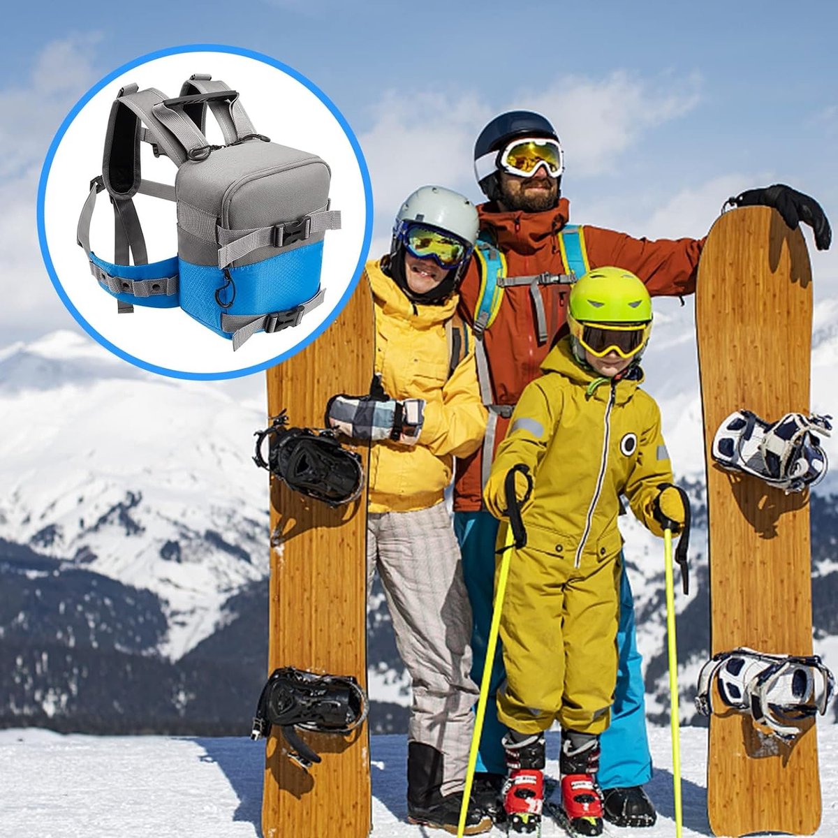 BOXOB Harnais D'entraînement De Ski Et De Snowboard Pour Enfants, Harnais De Ski Avec Laisse Amovible Et Sac, Accessoires De Ski Pour Enfants, Garçons, Filles, Débutants, Noir