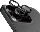 PanzerGlass Optical Hoop Rings Geschikt voor Apple iPhone 15 Pro / 15 Pro Max - Camera Lens Protector Glas - Schokbestendig - Krasbestendig - met Applicator - Titanium Zwart