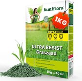 Famiflora Ultra Resist Graszaad - Sterk & Droogtebestendig - 1kg Doos tot 40m² - Snel herstellend gazon! - Met Coating