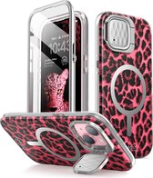 Cosmo Geschikt Voor iPhone 15/14/13 Mag Case met Screen protector - Roze luipaard