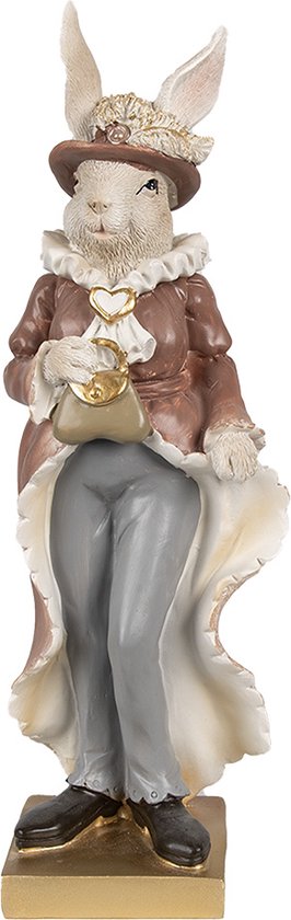 Clayre & Eef Figurine Lapin 30 cm Beige Marron Polyrésine Décoration de Pâques