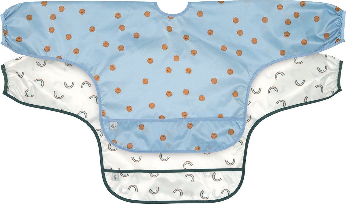 Goedkoopste Lässig slabbetje lange mouw 2 stuks Happy Rascals Smile sky blue