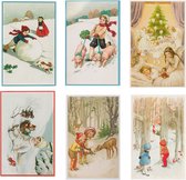 Cartes de Noël nostalgiques - 6 pièces - SE - Images Vintage classiques - Hiver - Neige - Festif - Tour de l'année - Cartes de Noël anciennes Brocante