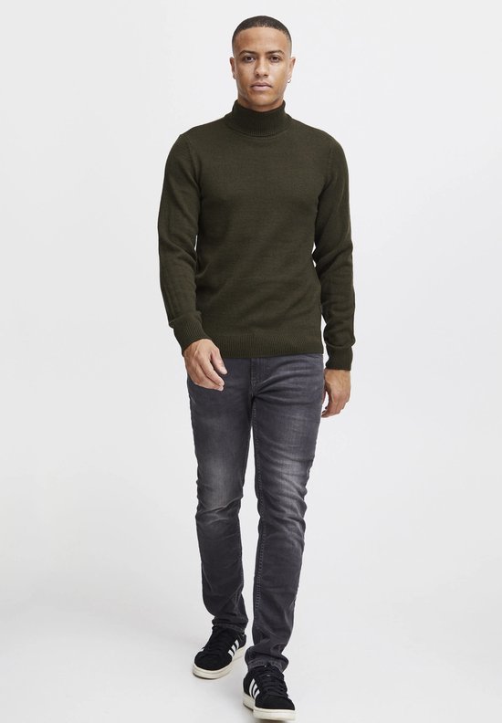 Blend - Heren Sweater (lekker fijn warm) - Coltrui - Olive – 100% organic material - Maat M