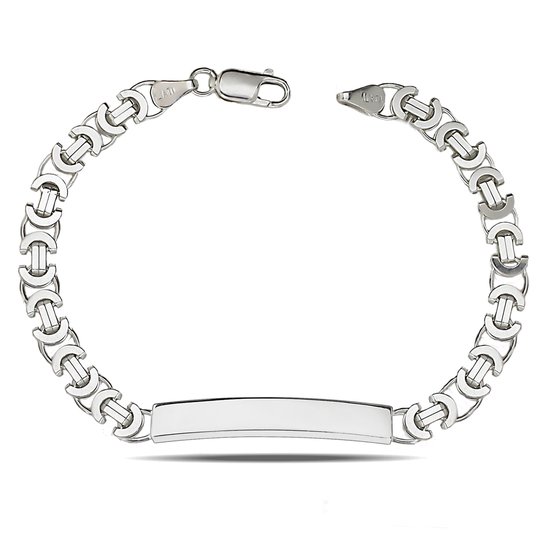 Juwelier Zwartevalk zilveren platte koningsschakel armband met graveerplaat - ET 70-T/20cm--