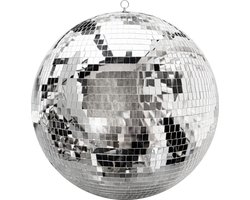 KIMU® Discobal zonder Motor Ø 50 cm Professioneel - Discobol Groot Zilver Spiegeltjes 10x10mm - Spiegelbol Disco Bal Bol - Feest Feestje Discolamp Decoratie Space Glitters Festival