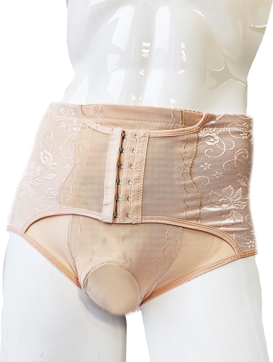 BamBella® - S/M Lgbtq korset penis verbergen slip onderbroek Nep Vagina slip ondergoed voor mannen transgender drag queen crossdresser