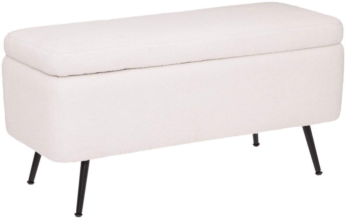 Atmosphera Aurora Hocker - Teddy - Wit - 100 x 40 cm - Bank