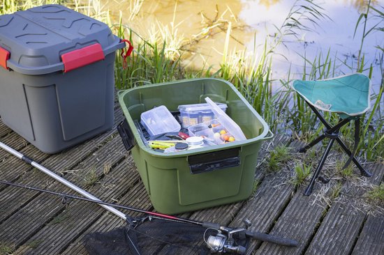 Sunware - Q-line Opbergbox Jardin - Opbergbox - Etanche - 90L - Vert Zwart - 60,1 x 53,1 x 42,5 cm