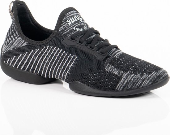 Danssneakers Heren Anna Kern Suny 4010 Pureflex - Splitzool - Sneaker Salsa, Stijldansen - Zwart/Grijs - Maat 45,5