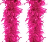 Atosa Carnaval verkleed boa met veren - 2x - fuchsia roze - 180 cm - 45 gram - Glitter and Glamour - verkleed accessoires