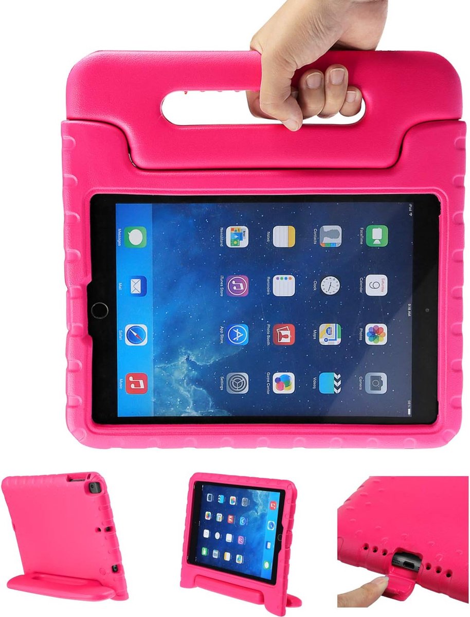 Kinderbeschermhoes voor iPad 9.7 2017 2018, kindvriendelijke kinderbescherming hoes Eva case lichte stootvaste beschermhoes tas voor iPad Air/iPad Air2 / iPad 9.7 2017 2018 (roze)