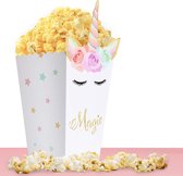 Popcorn Bakjes - 12 stuks - Eenhoorn Uitdeeldoosjes - Kinderfeestje - Unicorn Traktatie Doosjes - Kartonnen Wegwerp Bakjes