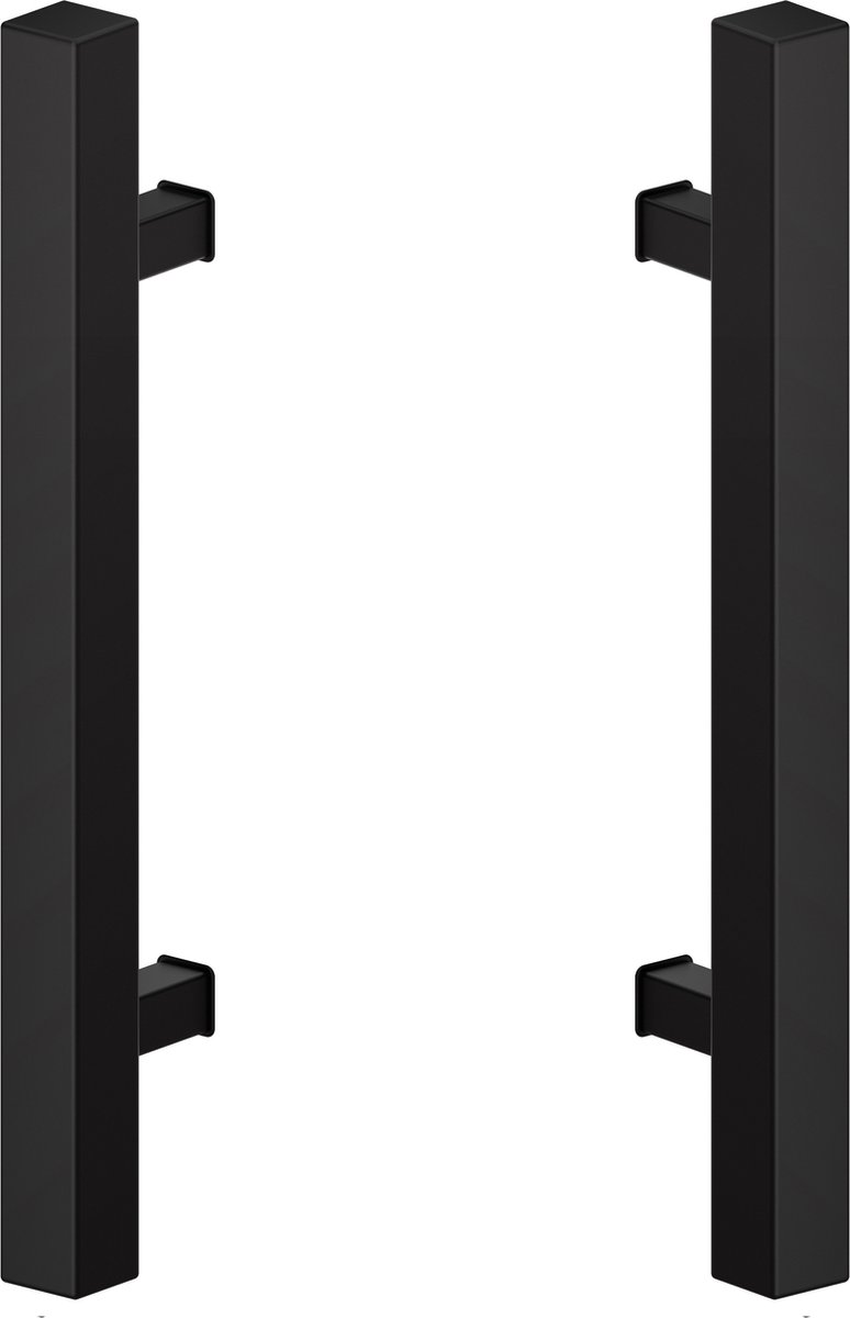Deurgreep set zwart - 80cm - 90º - 40x40mm - T model