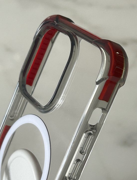 Coque arrière magnétique anti-choc de qualité Premium - Chargement sans fil - Convient pour Apple iPhone 15 Pro - Rouge