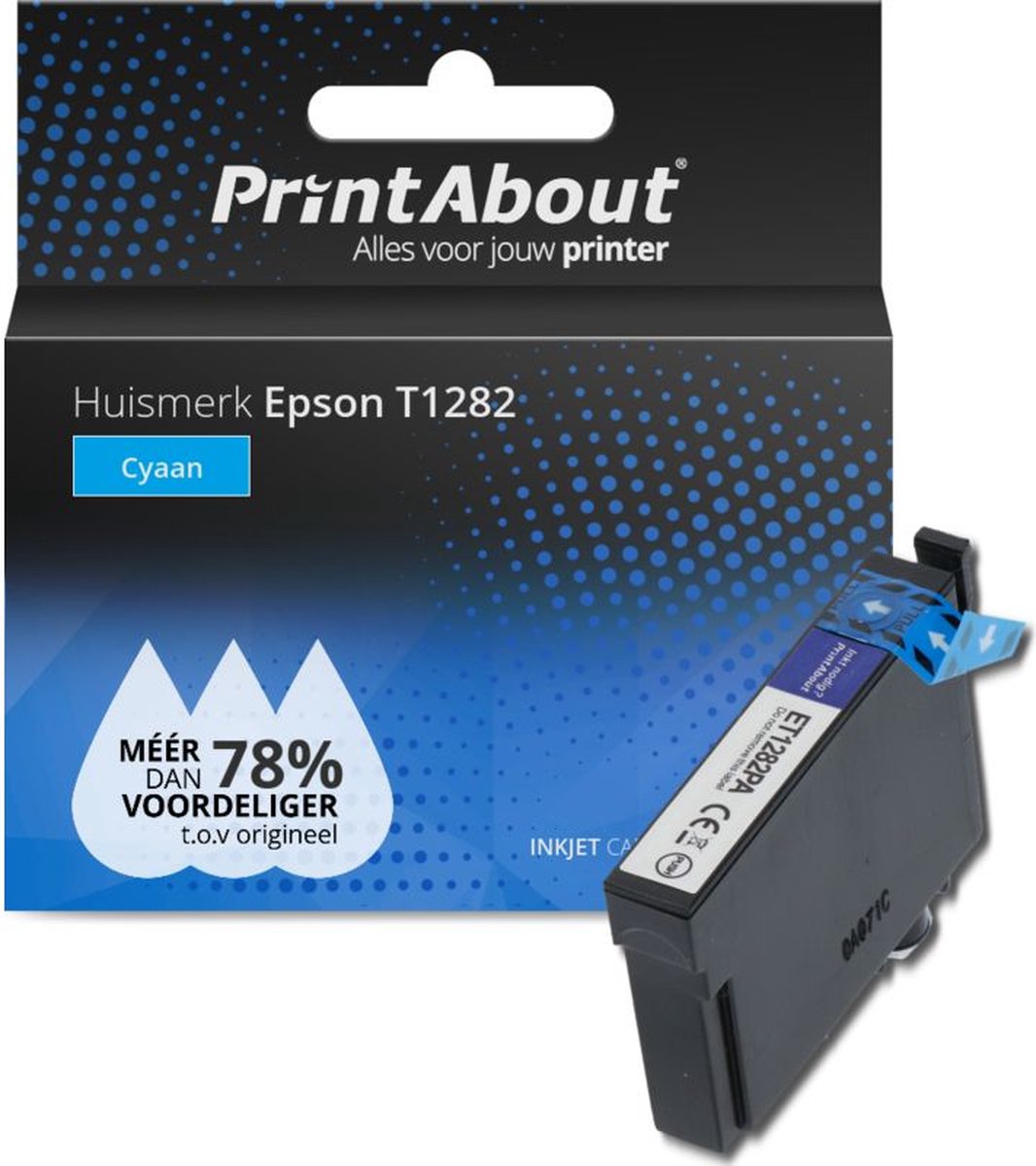 PrintAbout Huismerk Epson T1282 Inktcartridge Cyaan