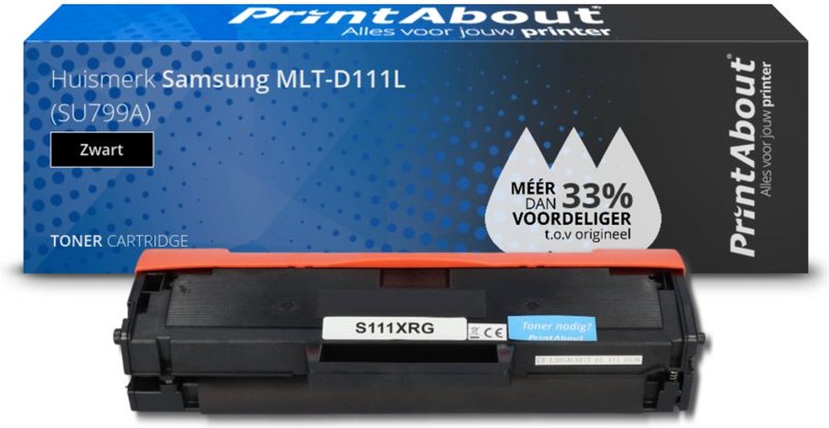 PrintAbout huismerk Toner MLT-D111L (SU799A) Zwart Hoge capaciteit geschikt voor Samsung