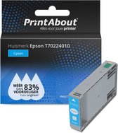 PrintAbout huismerk Inktcartridge T70224010 Cyaan geschikt voor Epson
