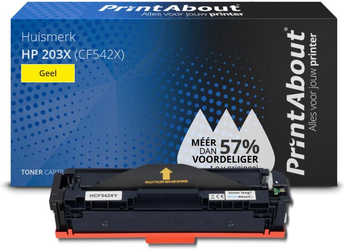 PrintAbout huismerk Toner 203X (CF542X) Geel Hoge capaciteit geschikt voor HP