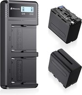 Powerextra reserve batterijen - accu's en lader ter vervanging voor camera Sony DCR-VX2100, DSR-PD150, NP-F970, NP-F960, NP-F930, NP-F950 - 8800mAh en LCD dubbellader USB