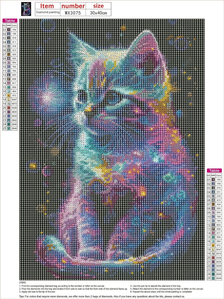 DiverseGoods Kitten 5D Diamond Painting Kit voor Volwassenen - Volledige Ronde Boor DIY Diamant Schilderij Set - Creatieve Edelsteen Kunst en Ambachten - Perfect Cadeau voor Thuis Muurdecoratie - Afmeting 30x30cm — afbeelding 6
