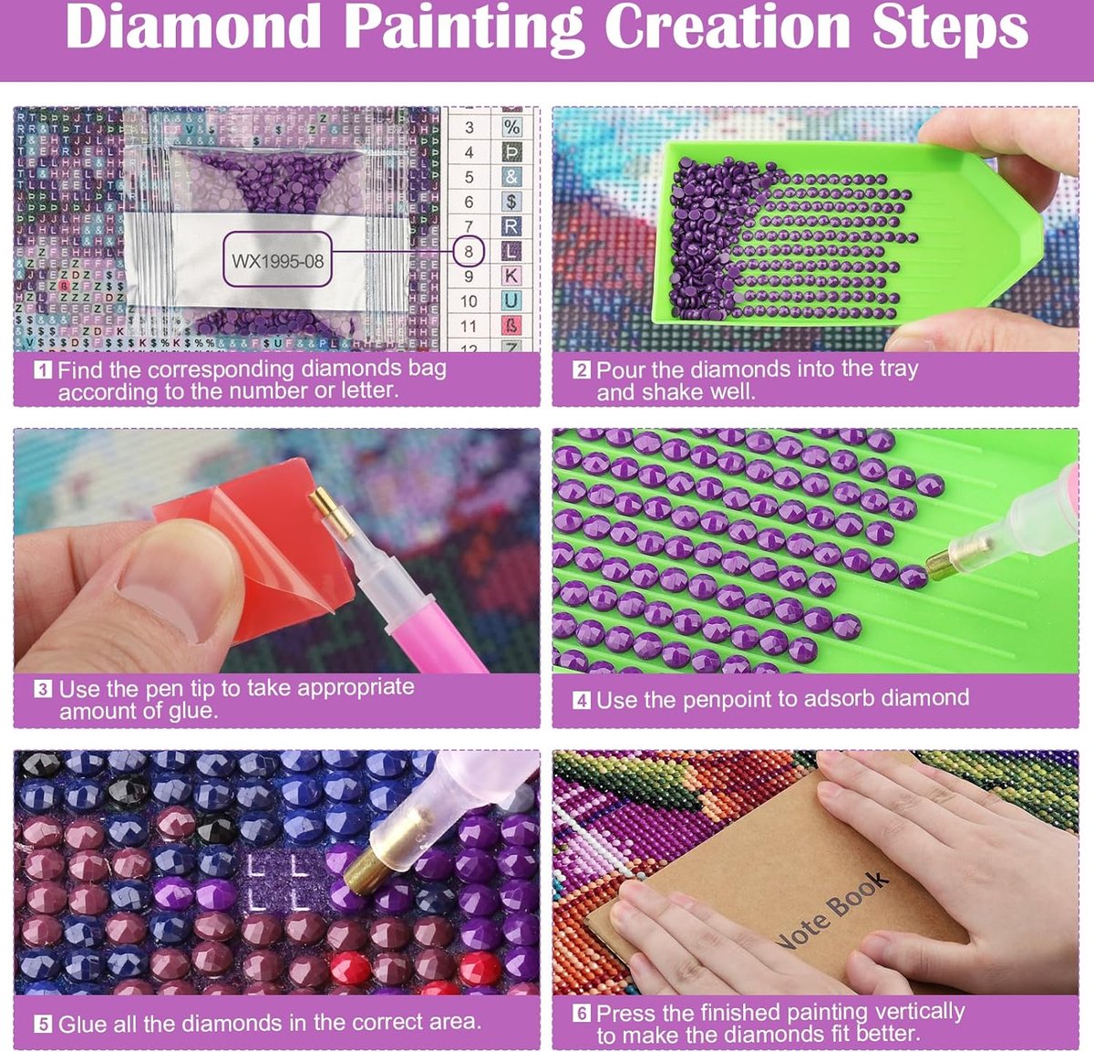 DiverseGoods Kitten 5D Diamond Painting Kit voor Volwassenen - Volledige Ronde Boor DIY Diamant Schilderij Set - Creatieve Edelsteen Kunst en Ambachten - Perfect Cadeau voor Thuis Muurdecoratie - Afmeting 30x30cm — afbeelding 4
